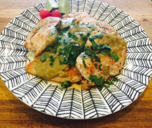 Chicken Breasts with Coriander and Red Thai Curry Peanut Sauce