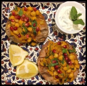 chana masala stuffed sweet potatoes
