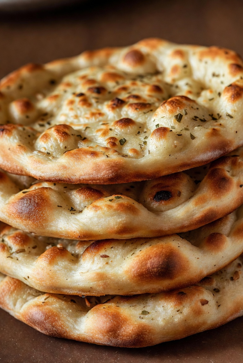 4 Garlic Naan Breads