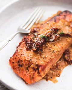 Pan Fried Salmon in a Creamy Curry Sauce