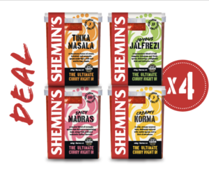 Selection of four Shemins curry sauces