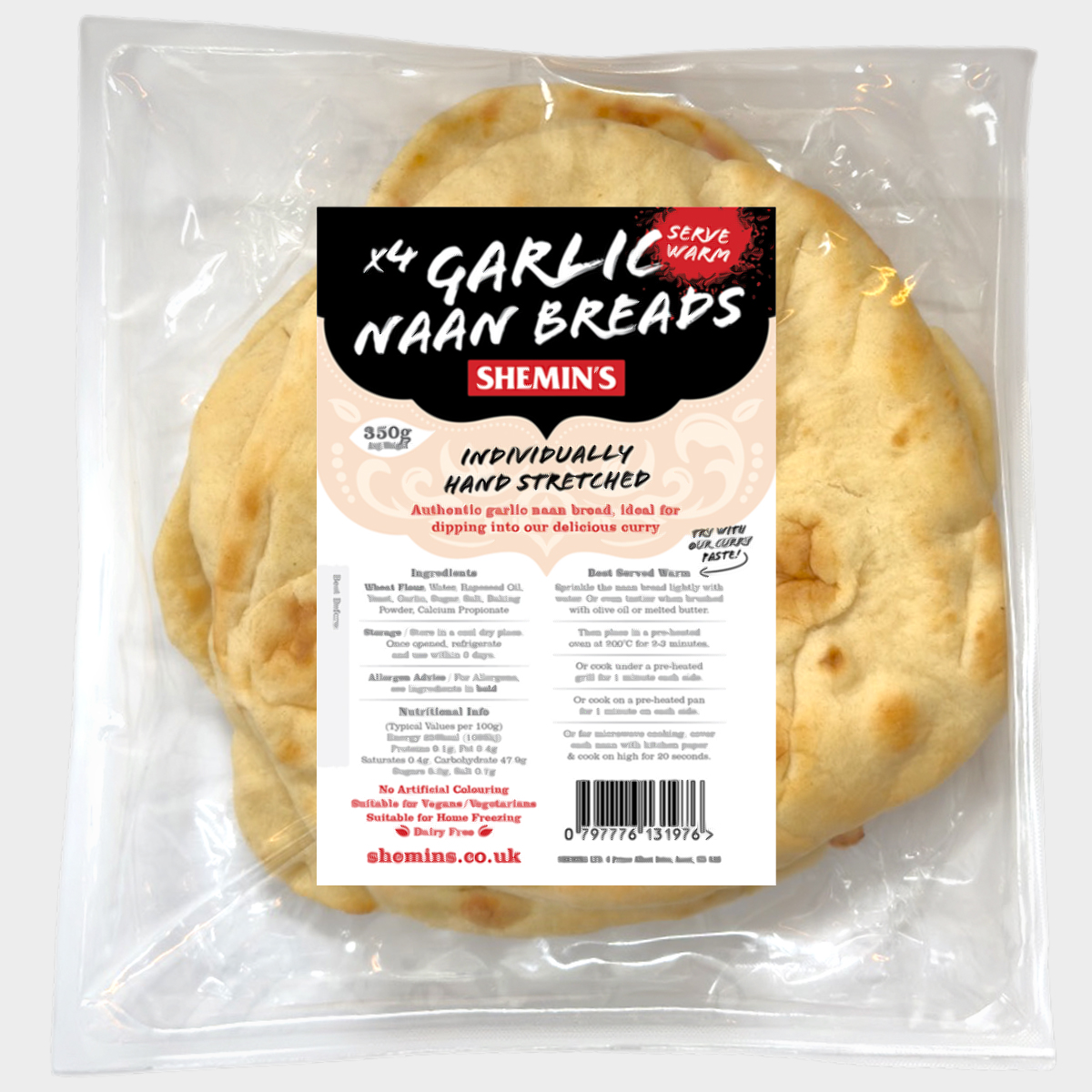 4 Garlic Naan Breads